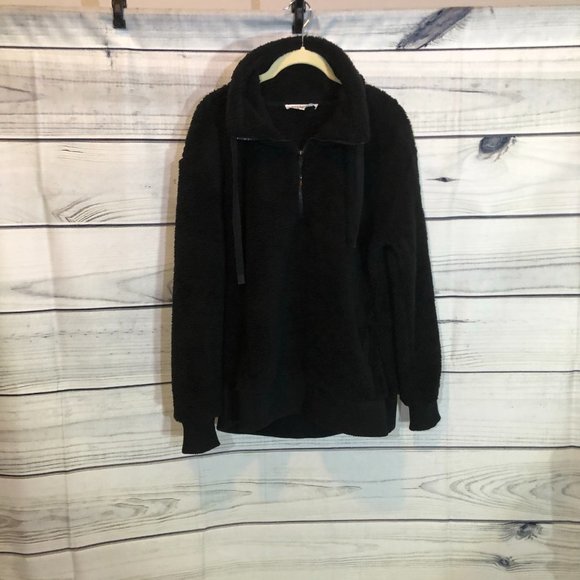 Teddy Sherpa WorkShop brand cozy Black half zip - Picture 2 of 13